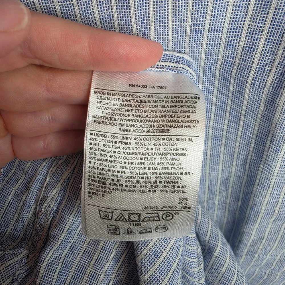 Banana Republic Button Down Shirt Mens Medium Striped Linen